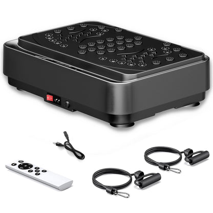 Vibration Plate Machine with Resistance Bands - 10 Modes, 500lbs Capacity, Remote Control & LCD Display , Home Fitness Equipment for Weight Loss & Lymphatic Drainage