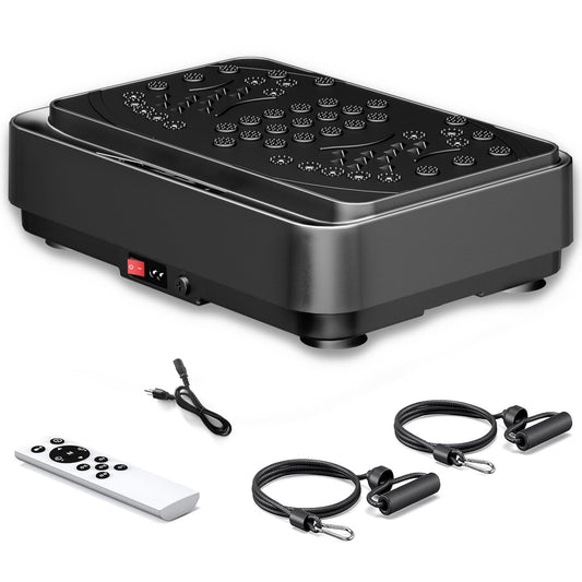 Vibration Plate Machine with Resistance Bands - 10 Modes, 500lbs Capacity, Remote Control & LCD Display , Home Fitness Equipment for Weight Loss & Lymphatic Drainage