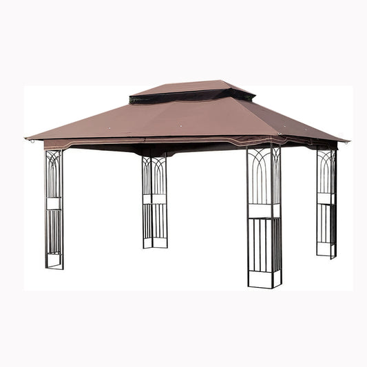13x10 Outdoor Patio Gazebo Canopy Tent with Ventilated Double Roof and Mosquito Net (Detachable Mesh Screen on All Sides), Suitable for Lawn, Garden, Backyard and Deck, Brown Top