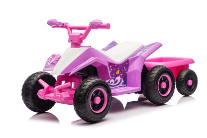 6V Battery Powered Kids Electric Vehicle, Kids Ride on ATV, 4 Wheeler Quad w/Headlights, MP3, USB, Volume Control, Large Seat, Electric Ride on Toys Best Gifts For Age 3-6 years Old  (PINK)