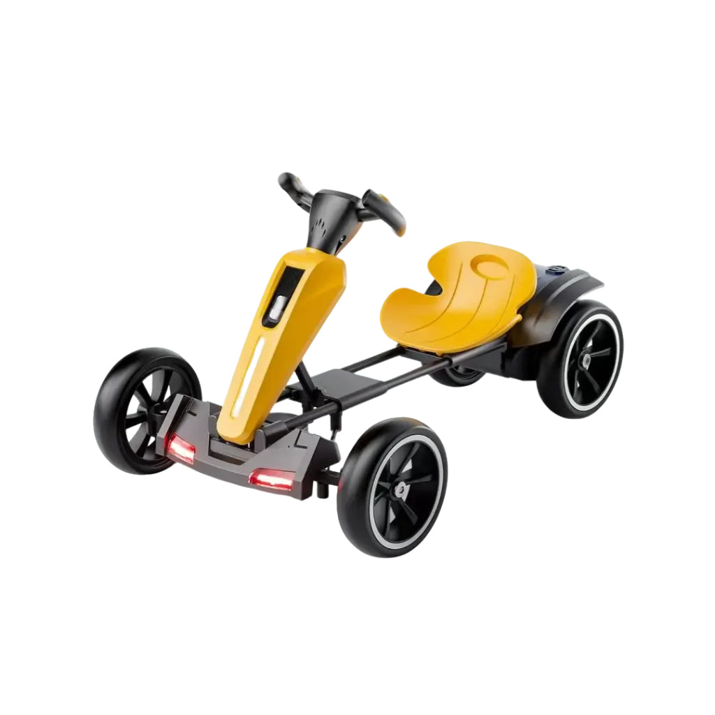12V electric Kids Pedal Go Kart, Folder Go Kart, Outdoor Ride on Toy with Adjustable Seat, 4 Non-Slip EVA Wheels for Boys and Girls For Age 3-8 Years Old (Yellow)