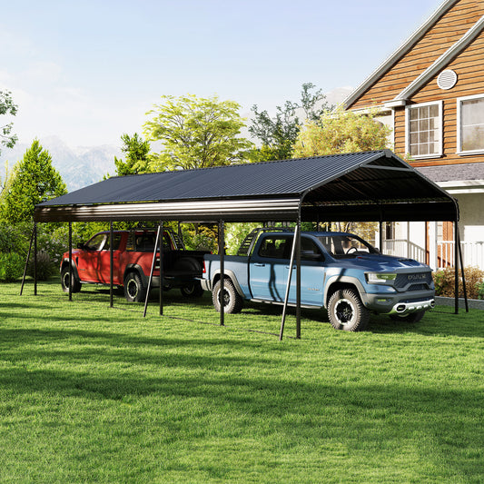 13 x 26.5 ft carport, 0.25mm thick, with protective film to prevent scratching, 2 pairs of adhesive gloves, 3 hooks, 12 expansion screws, 6 fixed iron pieces,versatile space,dark gray