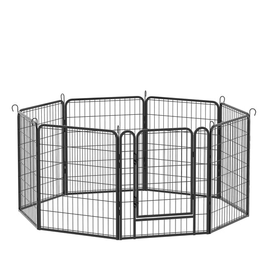 8 Panels Heavy-Duty Metal Playpen with Door, 31.7' H Dog Fence Pet Exercise Pen for Outdoor, Indoor