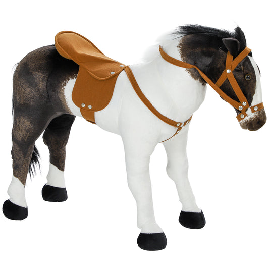Ride on Horse for Toddlers 3-8 Years Old, Riding Horse with Neighing Sound, Stuffed Animal Horse Toy for Kids with Padding, Brown