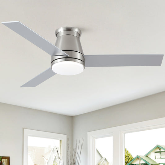 48' Bruched Nickel Lowe Profile Ceiling Fan with Light