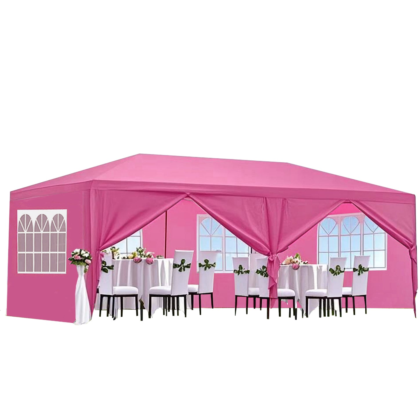 10x20' Wedding Party Canopy Tent Outdoor Gazebo with 6 Removable  Sidewalls Pink Color