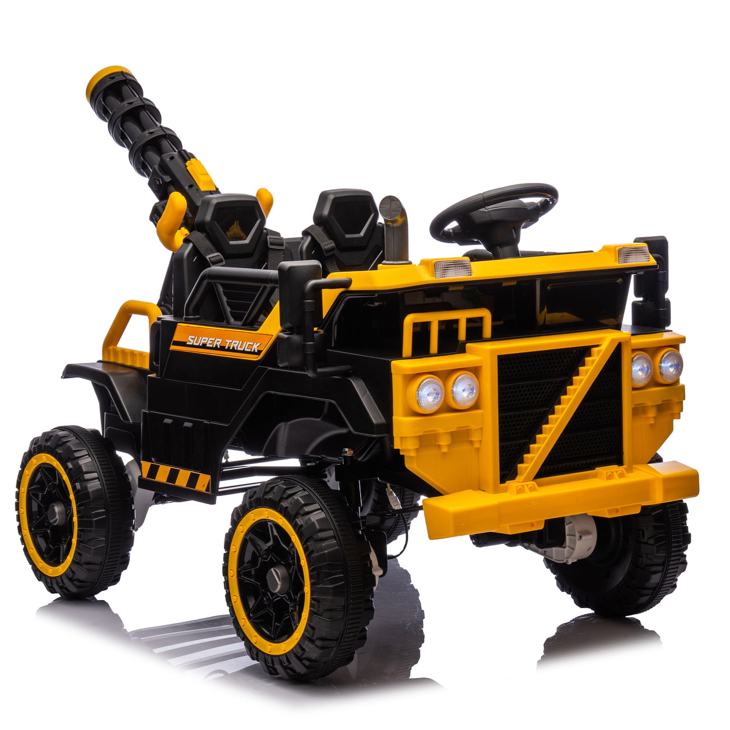 Kids Electric Ride-On Car – Spacious 3-Seater, Powerful 4-Motor Drive, Parental Remote Control, LED Lights, Built-in Water Gun & Bluetooth MP3 Player – 3-Speed Adjustable for Ages 3-8