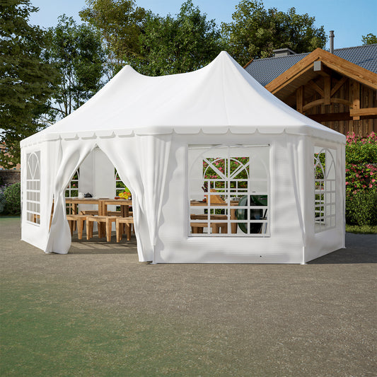 20x15 ft Party Tent, Heavy Duty Event Tent with 1 Doors and 7 Windows,White Wedding Tent, Waterproof,UV Protection Outdoor Gazebo Pavilion Shelter Tent for Party, Event,Picnic,White