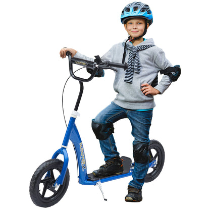 Kick Scooter for Kids 5-12 Years Old, Big Wheel Kids Scooter with Adjustable Height Handlebar, Non-slip Footplate, Rear Brake, Blue
