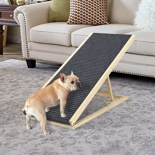 (UPGRADED) Dog Ramp for Bed, Extra Wide Excellent Traction, Pet Ramp for Small Dogs to Get on Couch Car, Non-Slip Rubber Surface, 16' Wide Hold up to 80lb, Adjustable, Foldable,Car Ramps,Dog Ramp