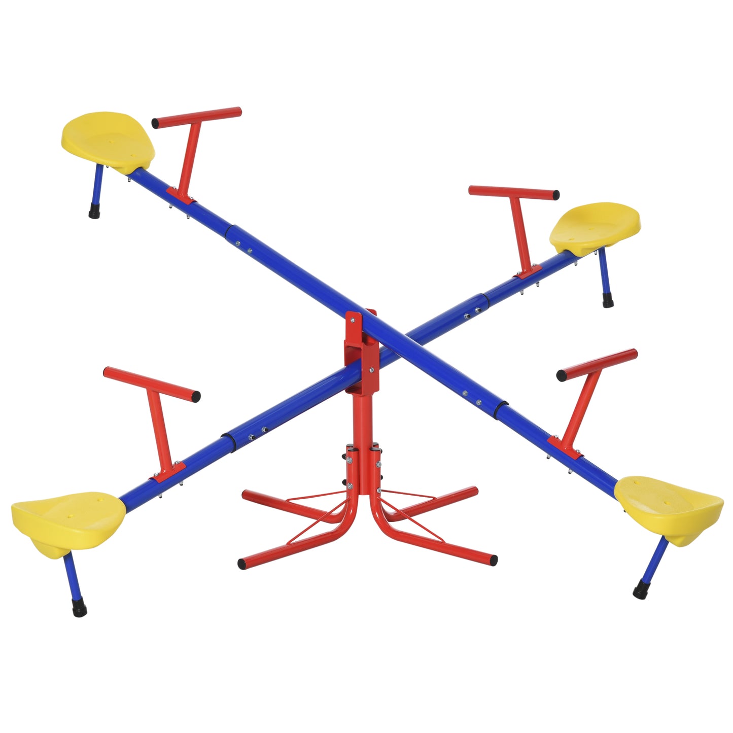 Kids Seesaw Swivel Teeter Totter with 360° Spinning, 4 Seater Seesaw Outdoor Playground Equipment for Backyard, Boys and Girls Aged 3-8 Years Old