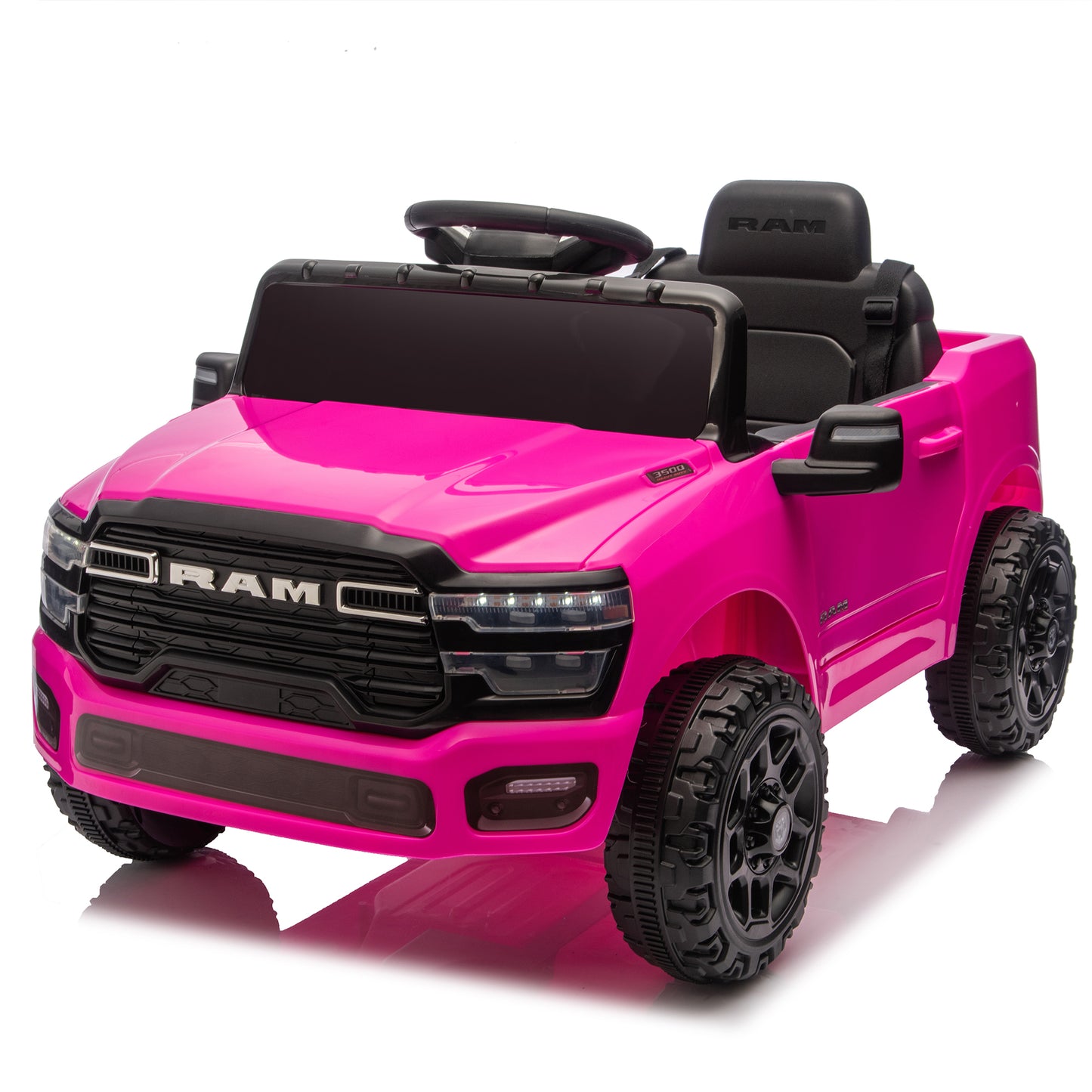 Licensed Dodge RAM 3500 12V Kids Ride On Truck,W/ Remote Control,2WD & Rear Shock Suspension,LED Headlights &Low Battery Alarm,3-speed remote adjustment,Built-in Music & Bluetooth,Recommended age: 3-6