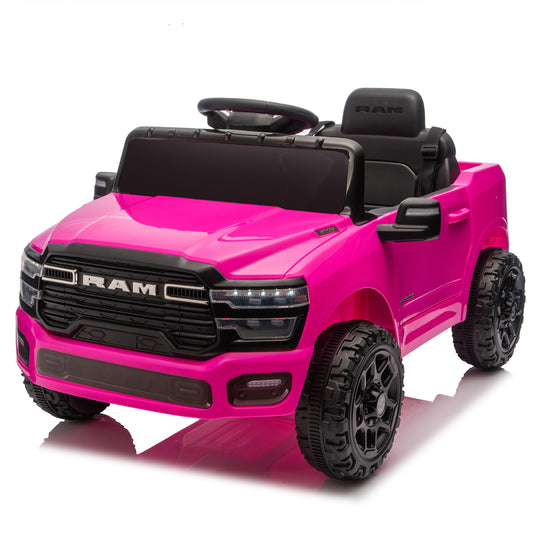 Licensed Dodge RAM 3500 12V Kids Ride On Truck,W/ Remote Control,2WD & Rear Shock Suspension,LED Headlights &Low Battery Alarm,3-speed remote adjustment,Built-in Music & Bluetooth,Recommended age: 3-6